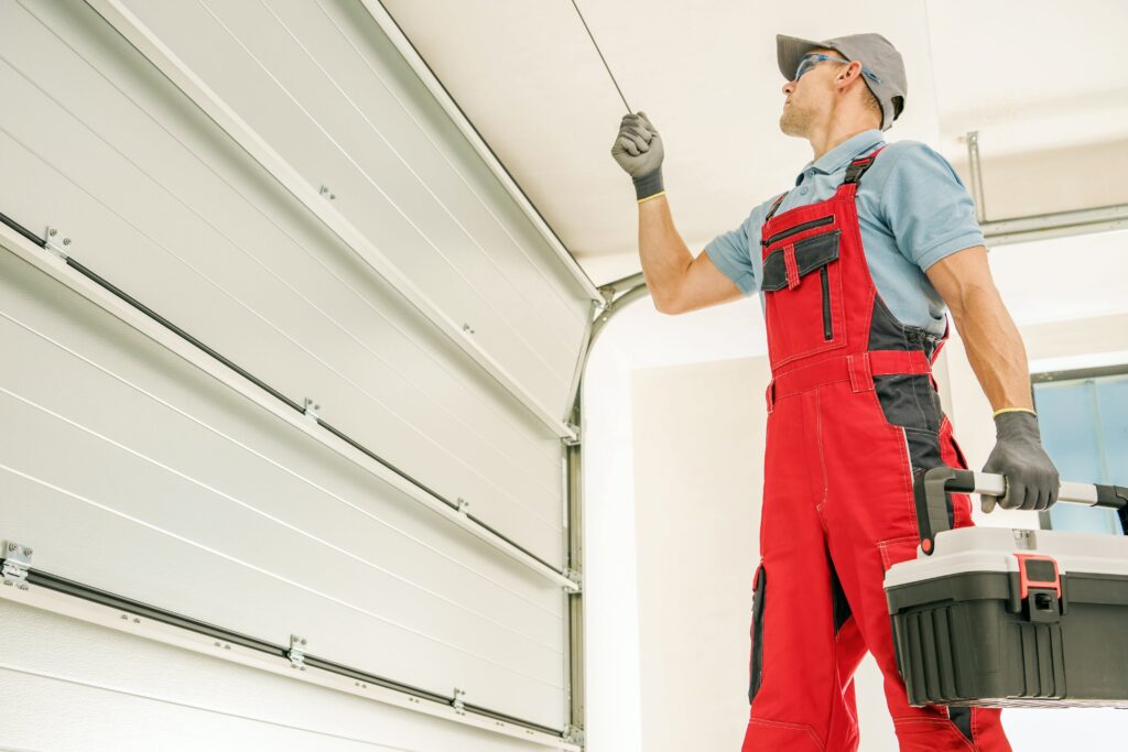 contractor testing garage door